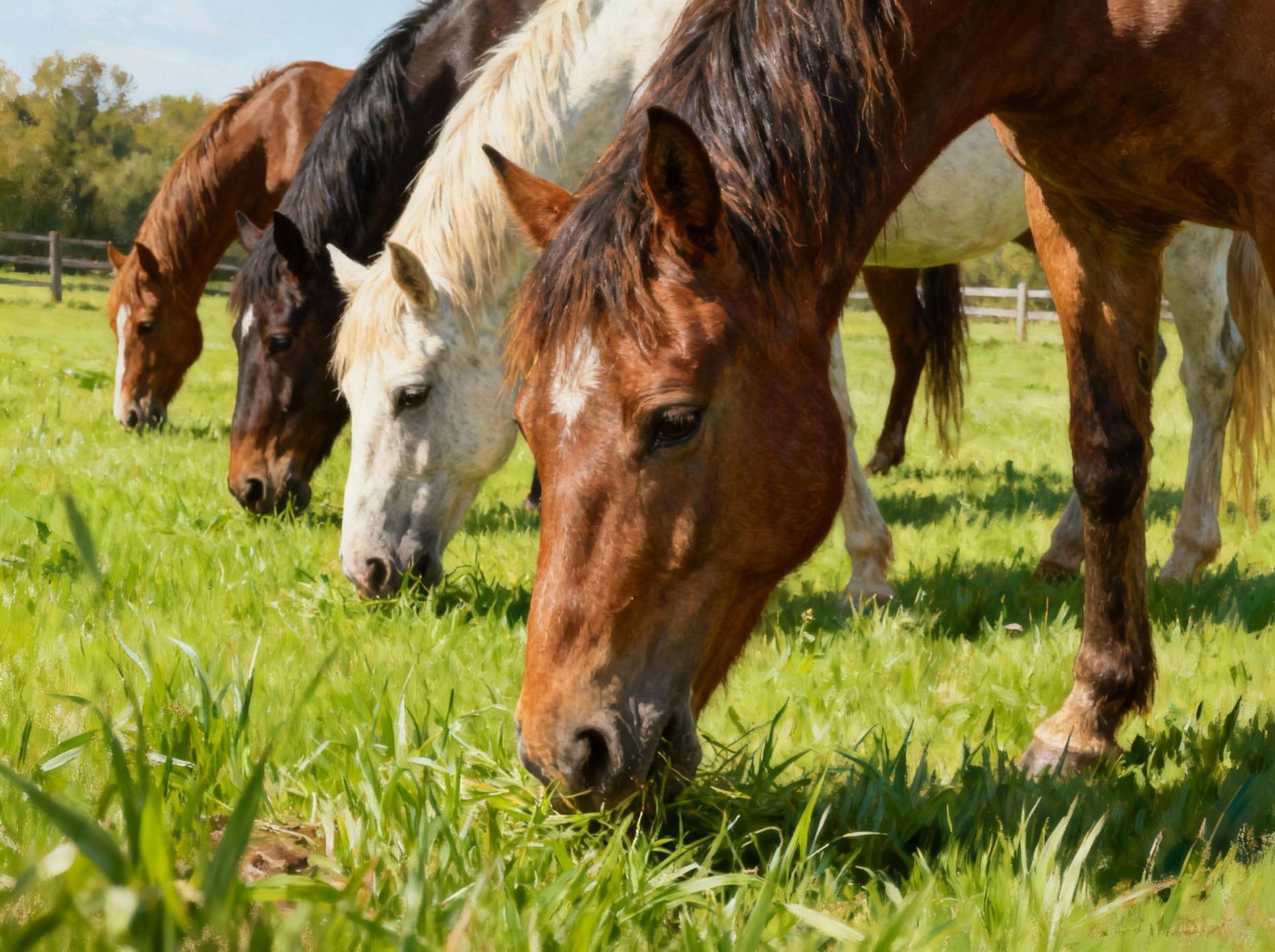 Pferde grasen KI-generiert